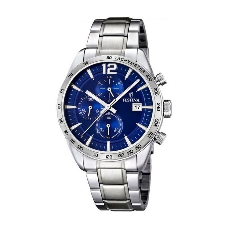 Sport Chrono Acier Inox Bleu Homme
