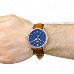 The Minimalist Bleu & Cuir Marron Homme