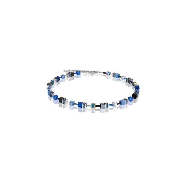 Collier Acier Argenté & Cristal Swarovski Multi Bleu