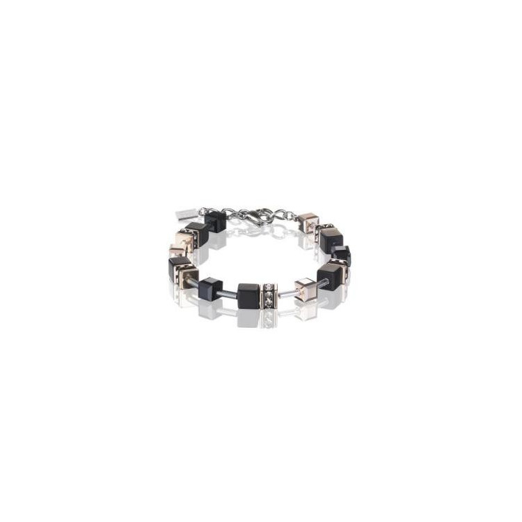 Bracelet Acier Argenté & Cristal Swarovski Multicolore Noir
