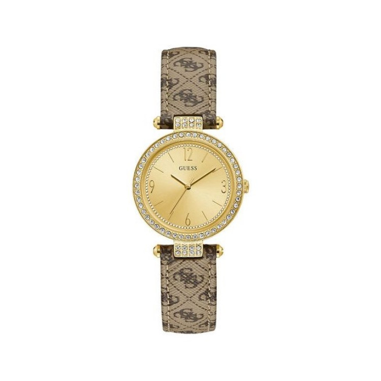GUESS Montre Femme W1230L2 Terrace Dore & Cuir Marron