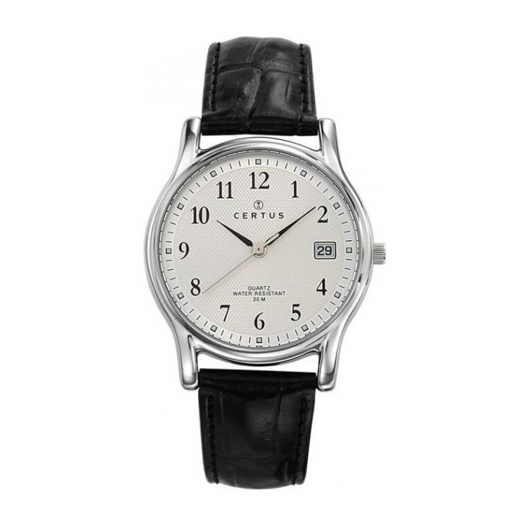 CERTUS Montre Homme 610590 Argenté & Cuir Noir