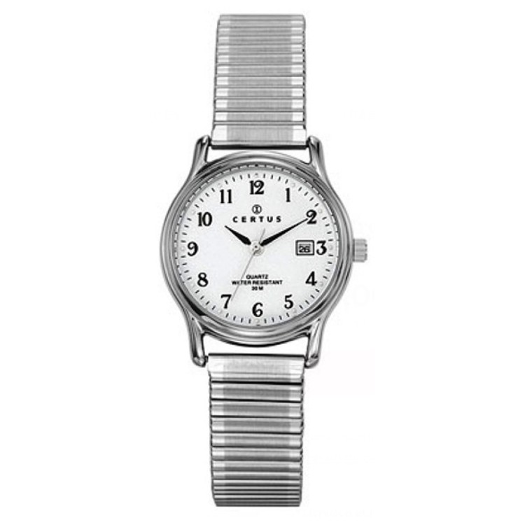 CERTUS Montre Femme 641335 Bracelet Extensible Acier Gris & Blanc