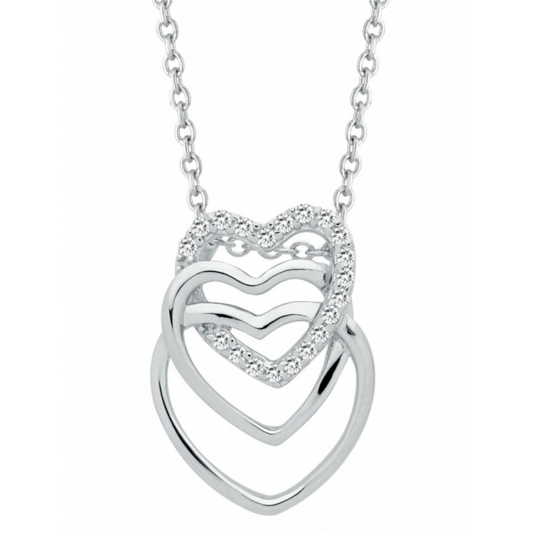 Collier Femme ALEXCRAFT Cœur Argent Avec Zirconium Vert Et Chaîne 15,7" Ajustable
