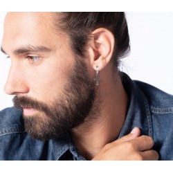 Boucles D'oreilles Homme Croix Noire En Acier Inoxydable - LGT Jewels - Taille 11 X 8 Mm - Design Tendance élégant