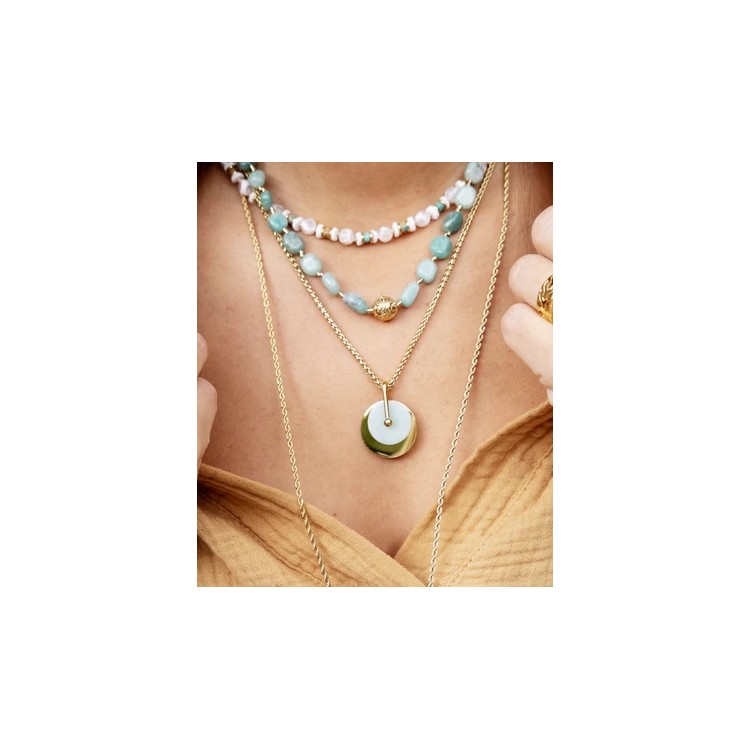 ZAG Collier Princess of Wales Perles Acier Doré